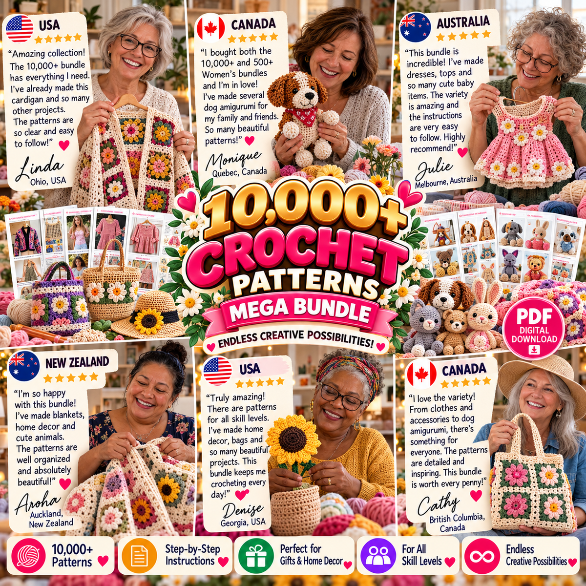 10,000+ Crochet Patterns Mega Bundle PDF