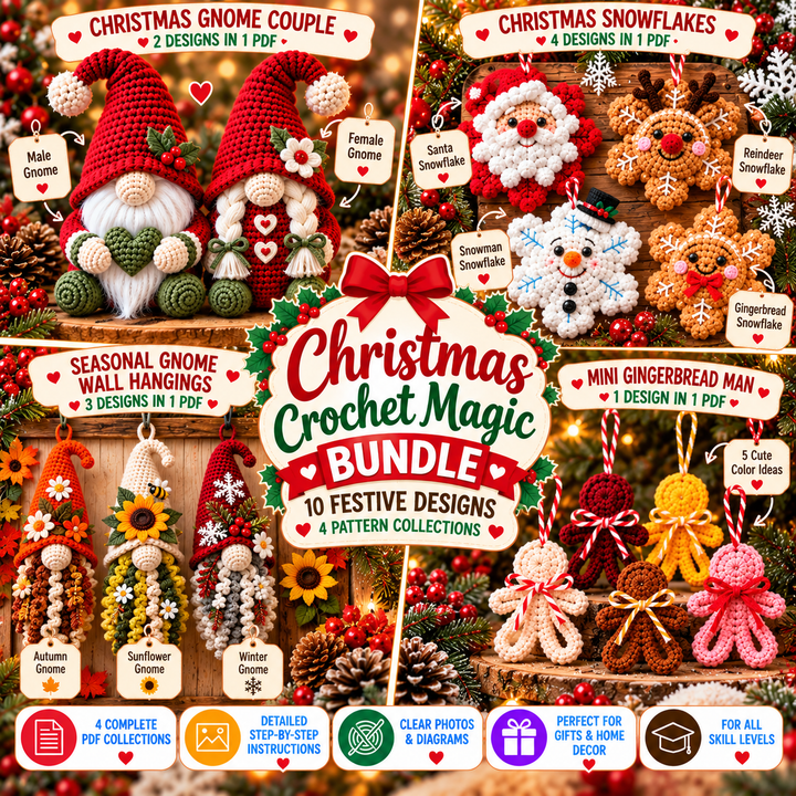 Christmas Crochet Magic Bundle PDF | 10 Designs, 4 Pattern Collections