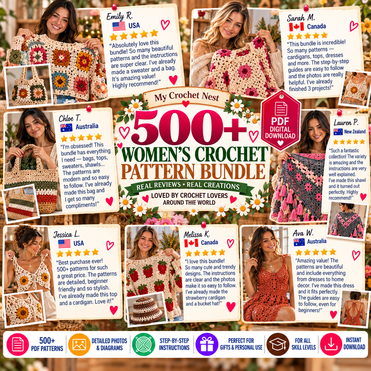 500+ Women's Crochet Patterns Bundle PDF