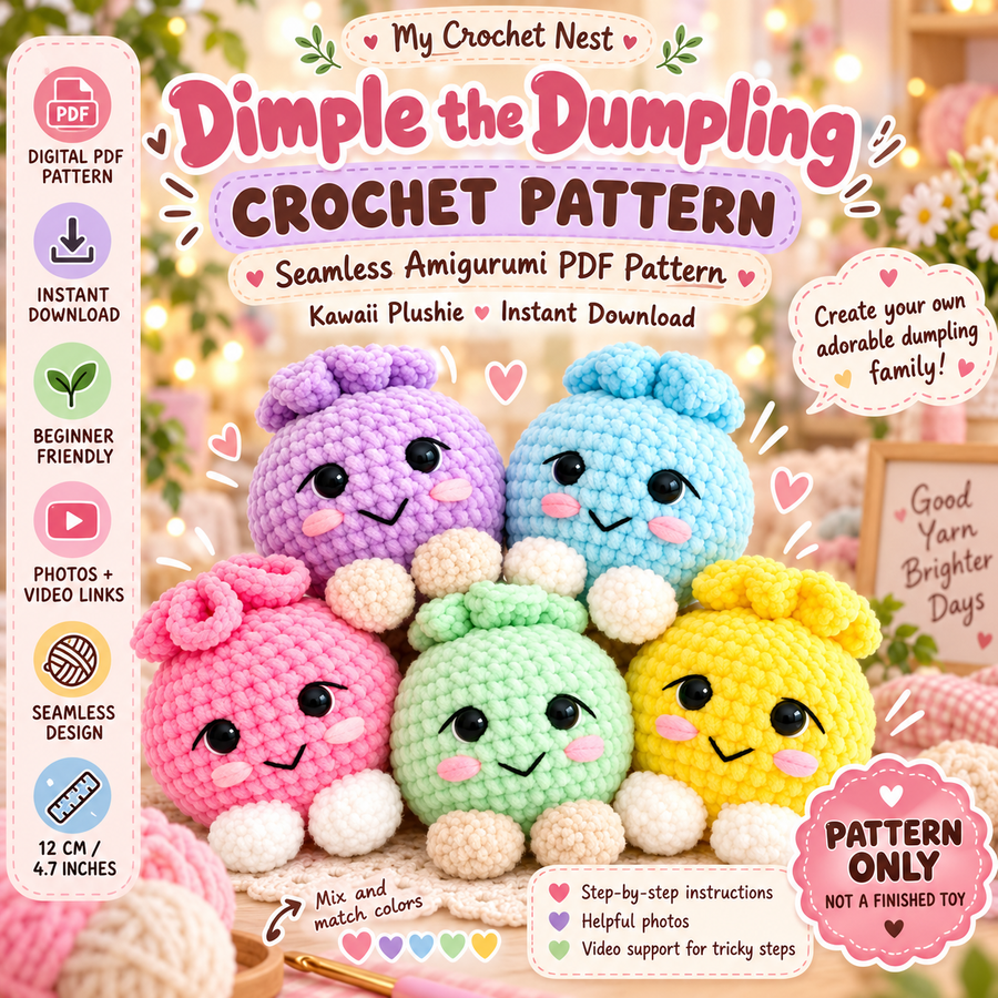 Dimple the Dumpling Crochet Pattern PDF – No-Sew Amigurumi