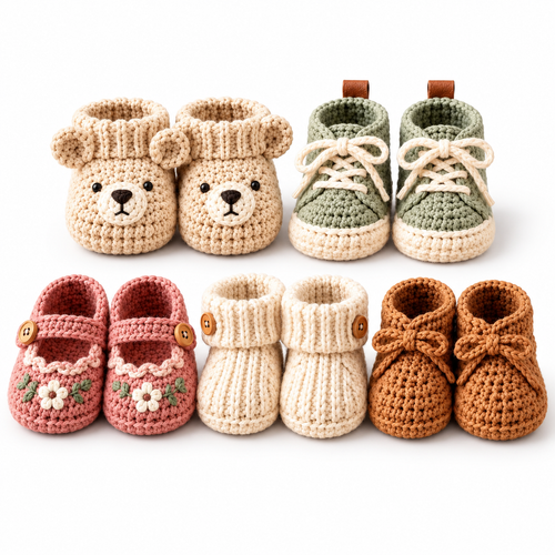7-in-1 Baby Booties Crochet Pattern PDF – Sneakers, Mary Janes & Moccasins