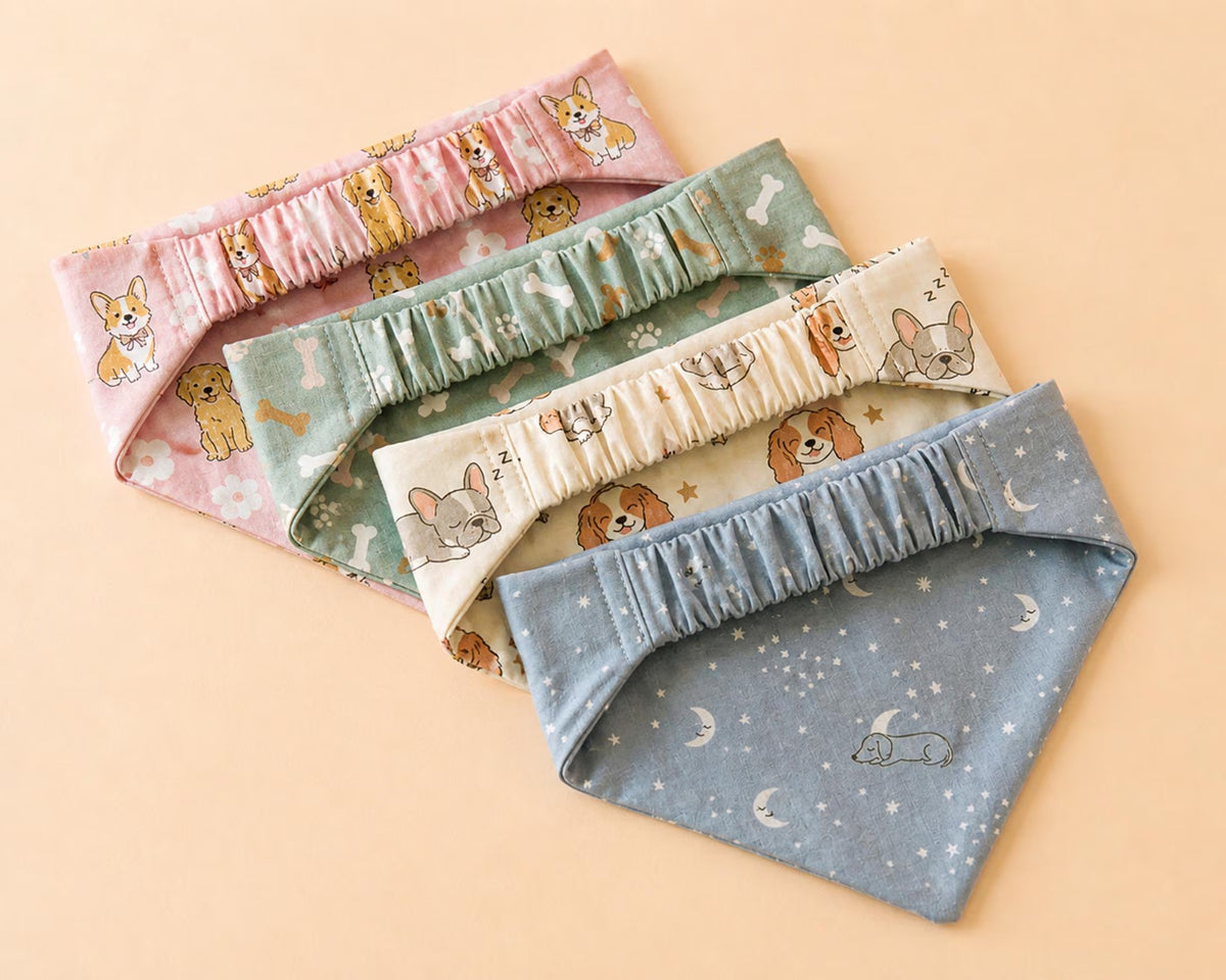 11 Sizes Dog Scrunchie Elastic Bandana Sewing Pattern PDF – XS to XXL