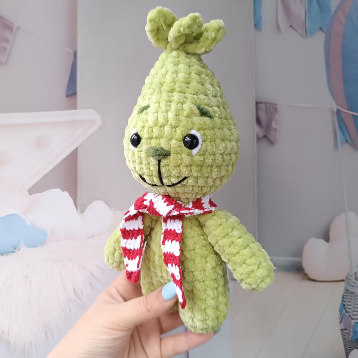 Green Mischievous Baby Crochet Pattern PDF – No-Sew Amigurumi Plush