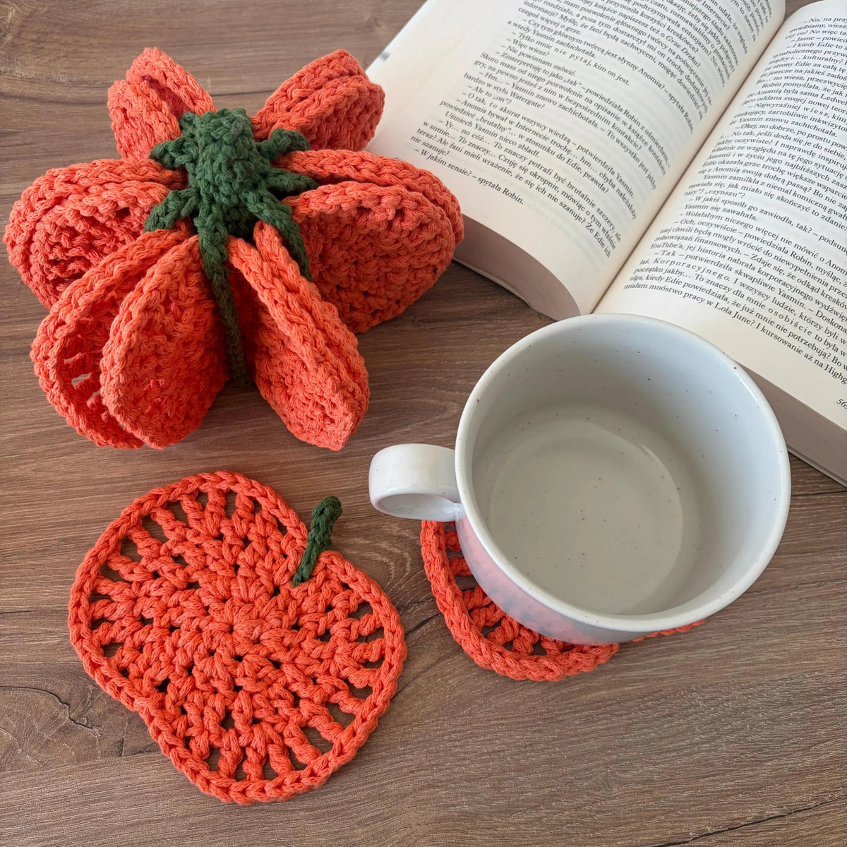 Pumpkin Coaster Set Crochet Pattern PDF – 8-in-1 Transforming Design