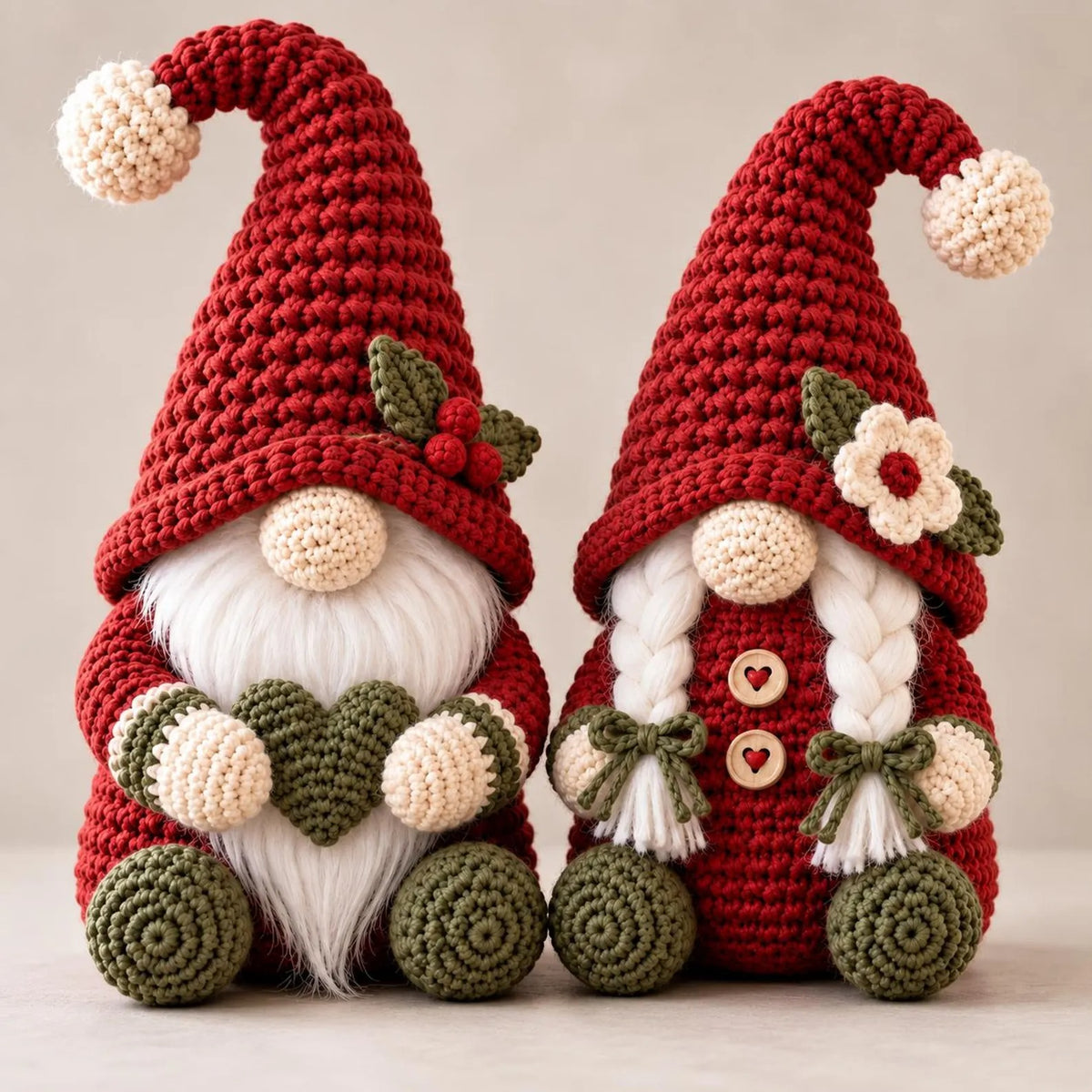 Christmas Gnome Couple Crochet Pattern PDF – Male & Female Shelf Sitters