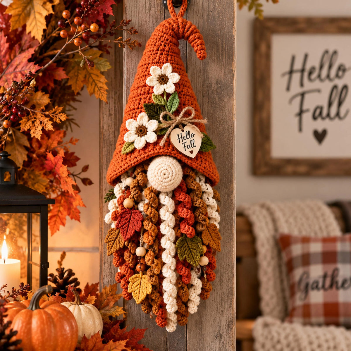 Seasonal Crochet Gnome Wall Hanging Pattern PDF – 3 Designs